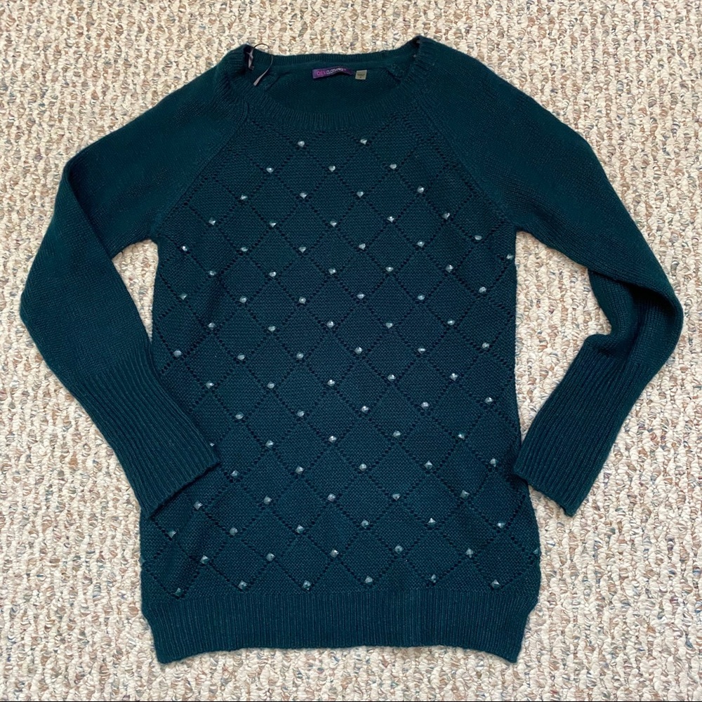Dex Emerald Green Sweater with Gems in Sz S